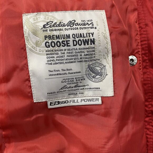 Eddie Bauer Women's M Red 550 Down Vest EB550 Puffer Goose Fill Outdoor Hiking - Picture 9 of 12